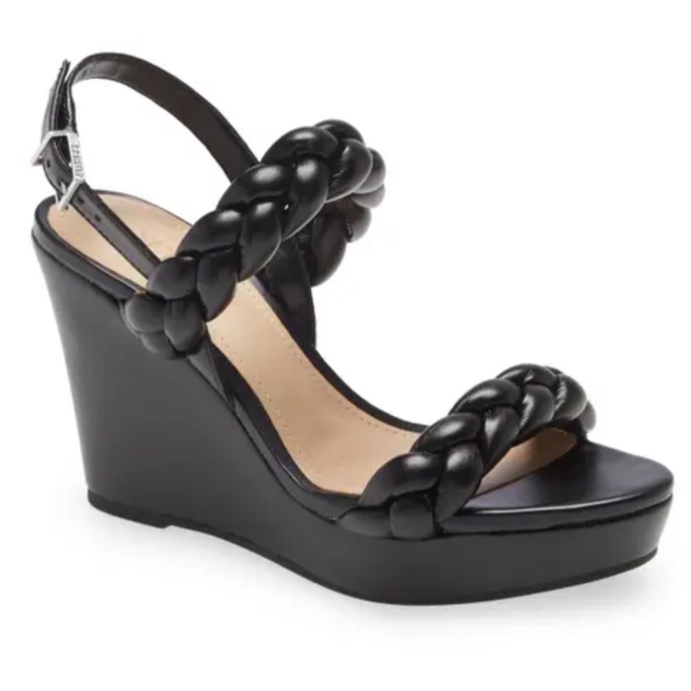 Schutz Zaria Black Wedge Sandals Size 6.5